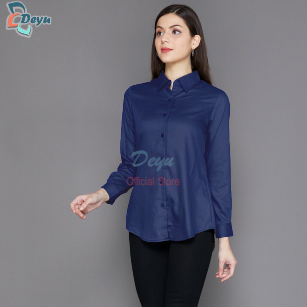 Kemeja Wanita Polos Pretty Woman Basic Streach Original Madame Sexy-NAVY
