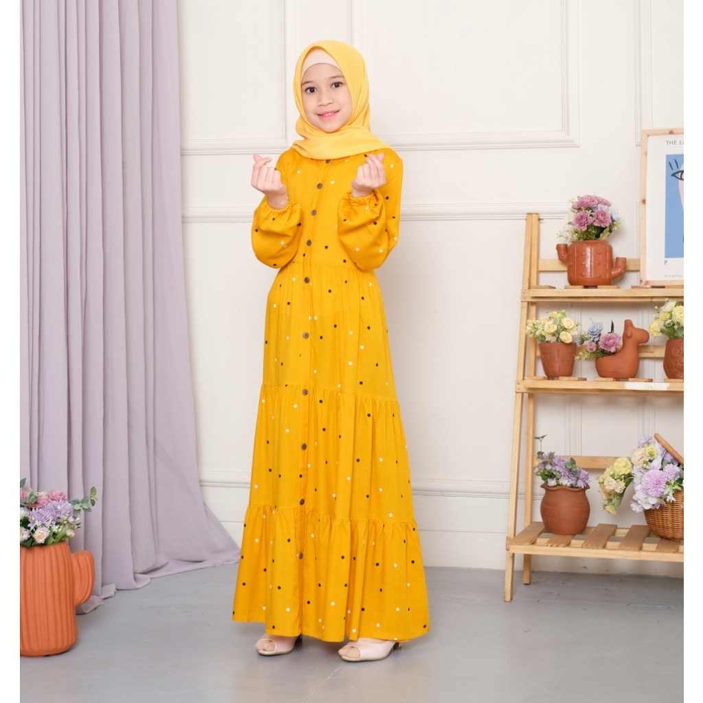 New-Busana Muslimah Anak/Gamis Anak Motif-Homey Dress Polka Kids-Bahan Katun Rayon Premium-Bisa COD