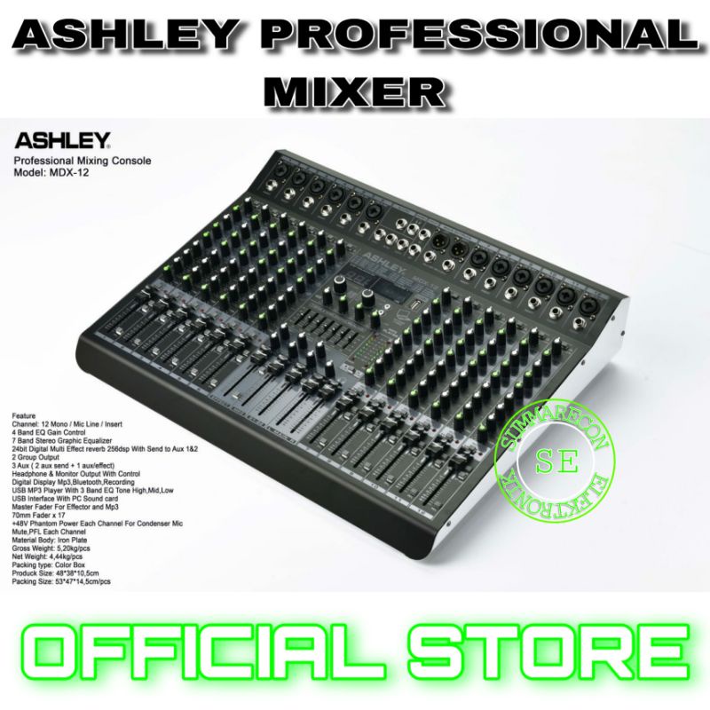 mixer audio 12 channel original ashley mdx 12 usb bluetooth recording