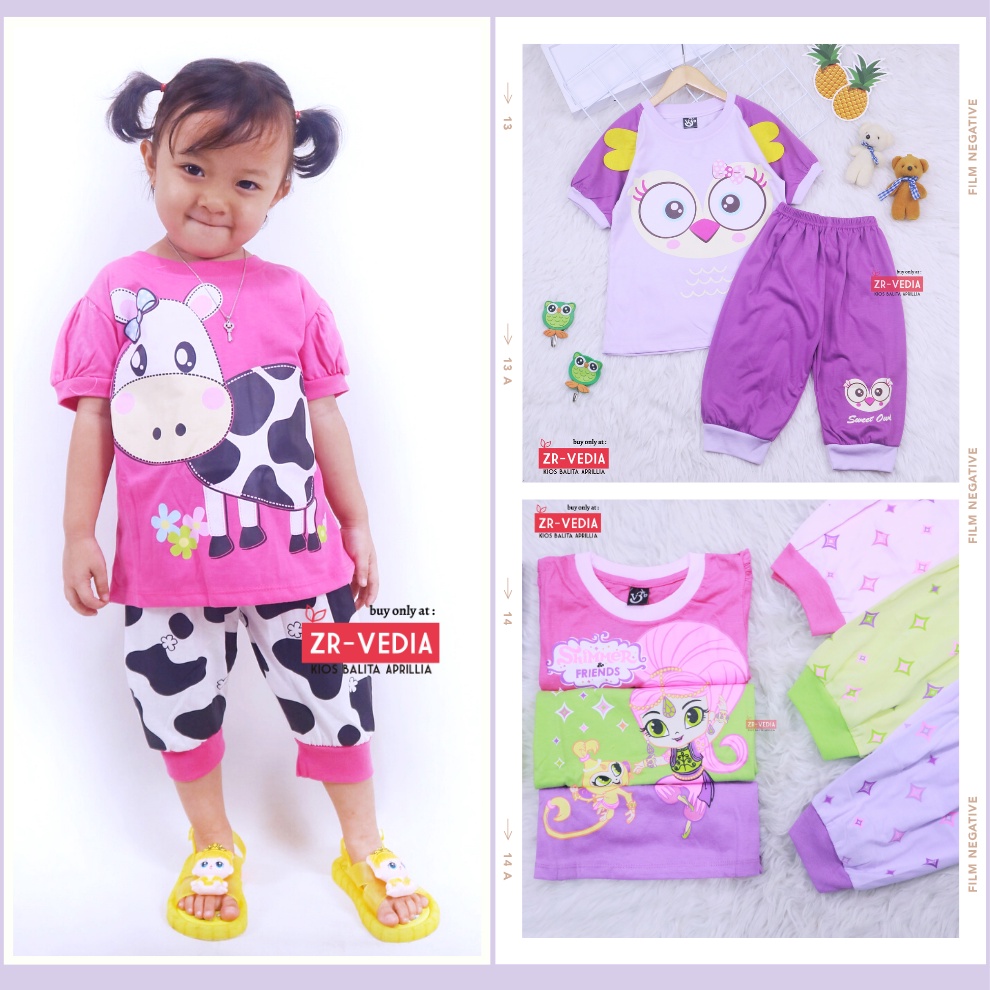 Setelan Momo Kids Size 1-10 Tahun / EXPORT Quality Baju Karakter Kaos Lengan Pendek Celana Pendek