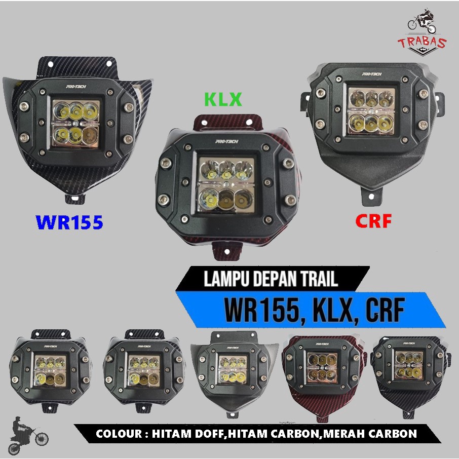 LAMPU DEPAN TRAIL KLX CRF WR 155 WR155 HEAD LAMP WATERPROOF LED TEMBAK MOTOR TRAIL CROSS DIRTBIKE