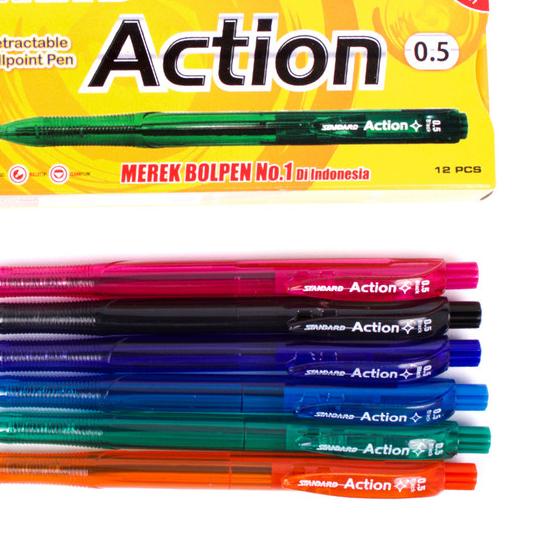 

☏ STANDARD PEN ACTION ISI 12 PCS - Hitam ♡