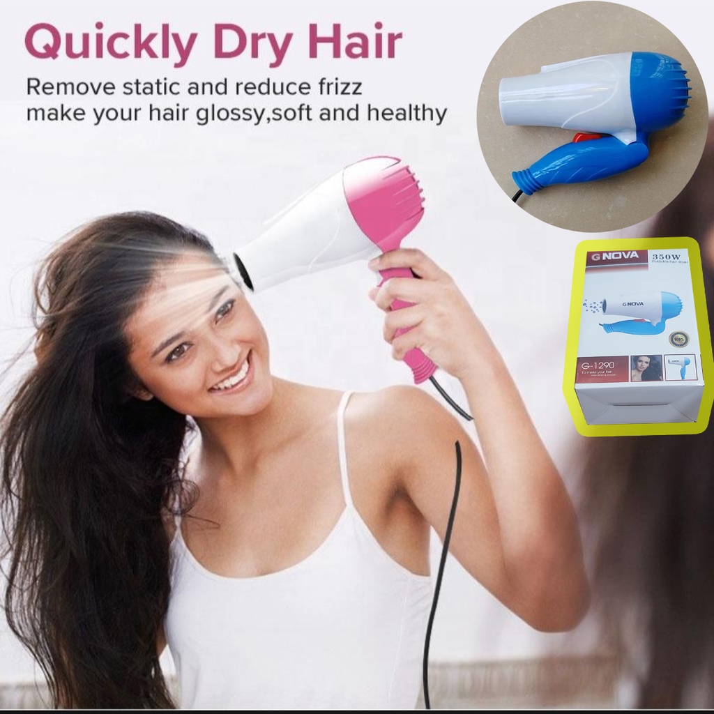 Hair Dryer Mini Pengering Rambut Portable Low Watt Bisa Dilipat Ditekuk 350 Watt G Nova