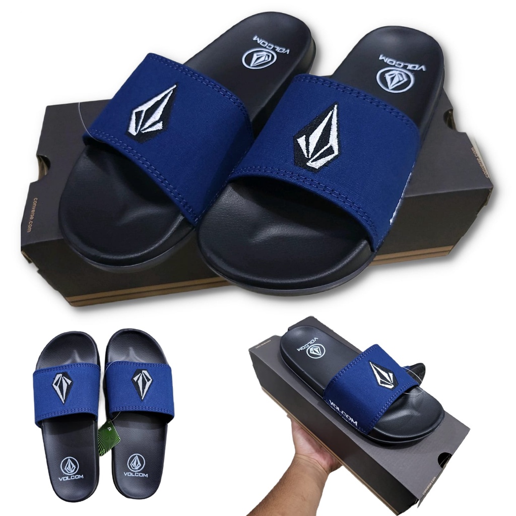 sandal slip on pria sendal slide VOLCOM extralight phylon GRADE A hitam orange sandal distro