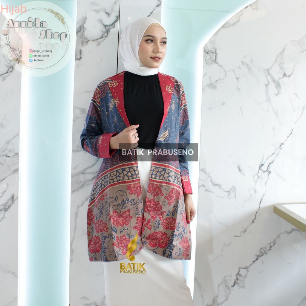 Kemeja atasan Batik Prabuseno - ALMIRA Blazer Batik Perempuan Lengan Panjang Tradisional