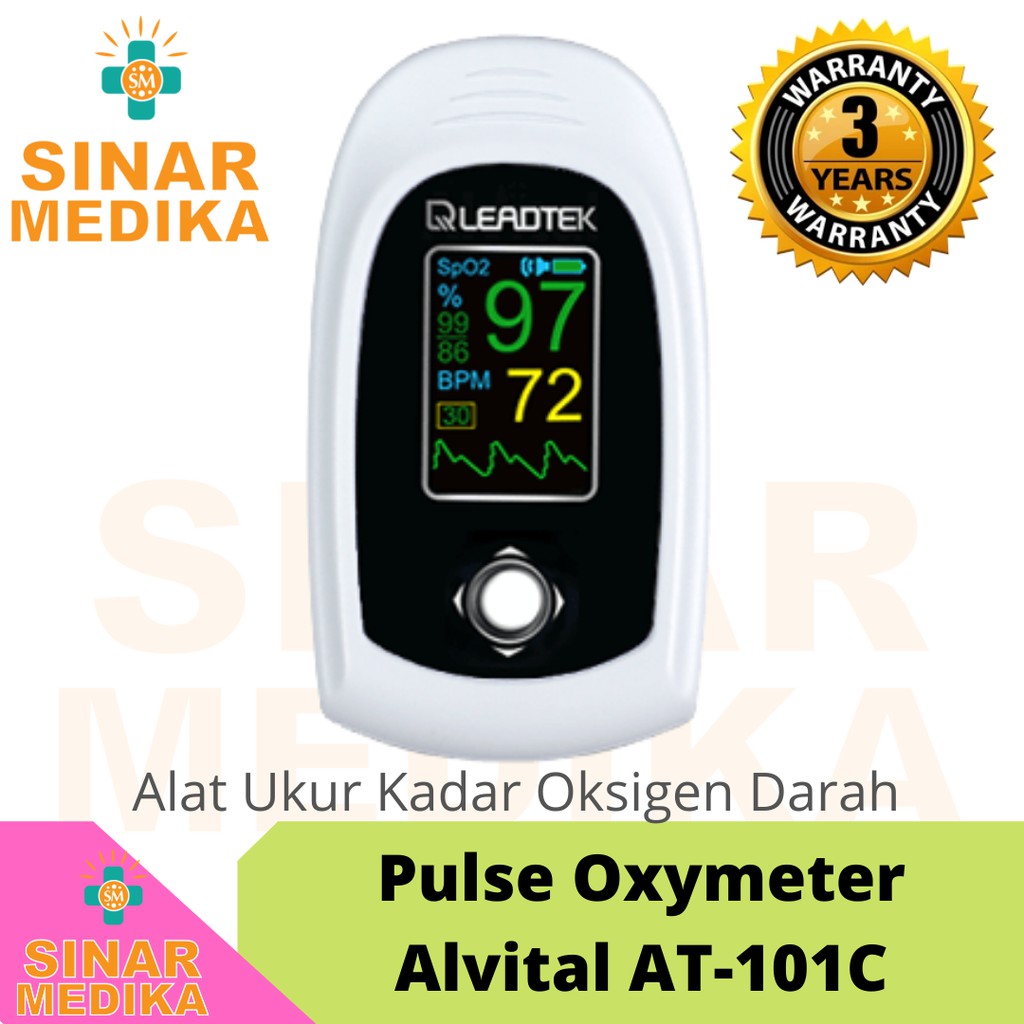 Pulse Oxymeter / Oximeter Merk Alvital Type AT 101C Garansi Resmi 3 Tahun / SpO2 / Kadar Oksigen