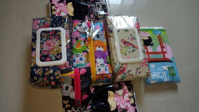 Tempat Tissu 2 In 1 Cover Tisu Basah Dan Kering / Tisu Travel / Pouch Tissue