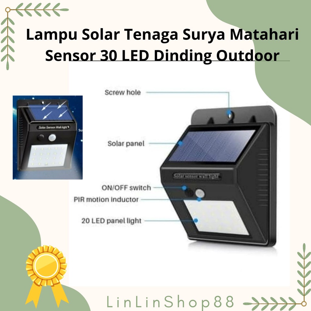 Lampu Taman Dinding 30 LED Tenaga Surya Lampu Solar Cell Wall Light