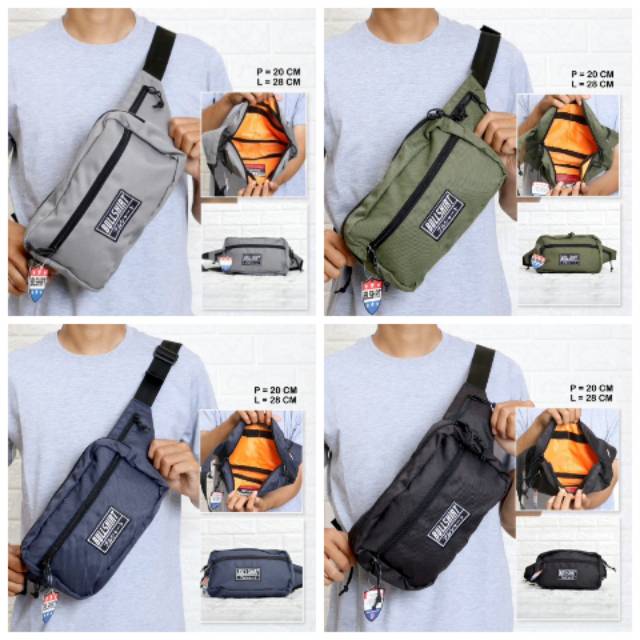 Waistbag bullshirt original brand navy, hijau army, abu, hitam