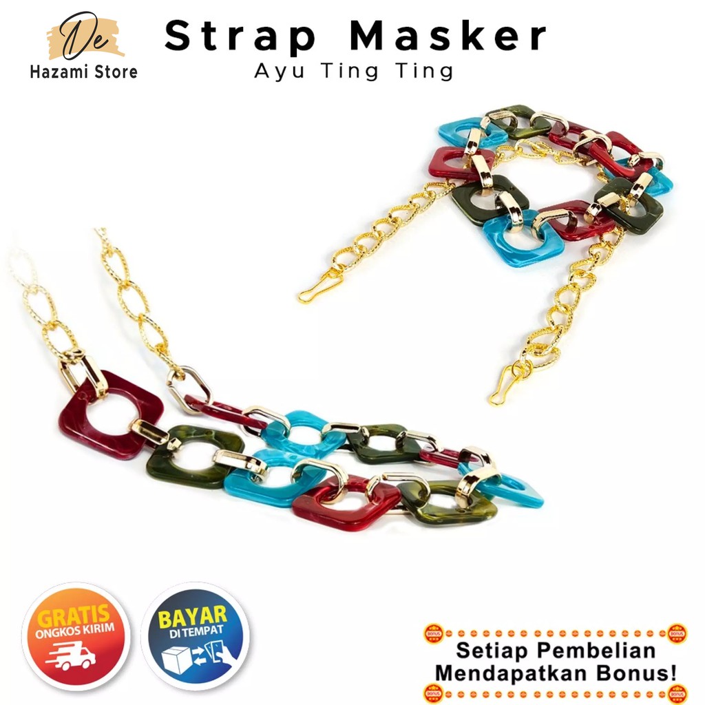 BISA COD Strap Masker Wanita Rantai Hijab Kalung Mewah Artis Trendy Korea Manik Terbaru 2021