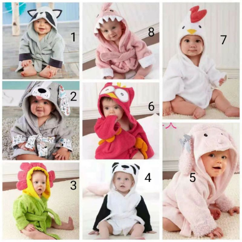 Bathrobe bayi, handuk jubah sehabis renang, baby bathrobe, handuk kimono anak