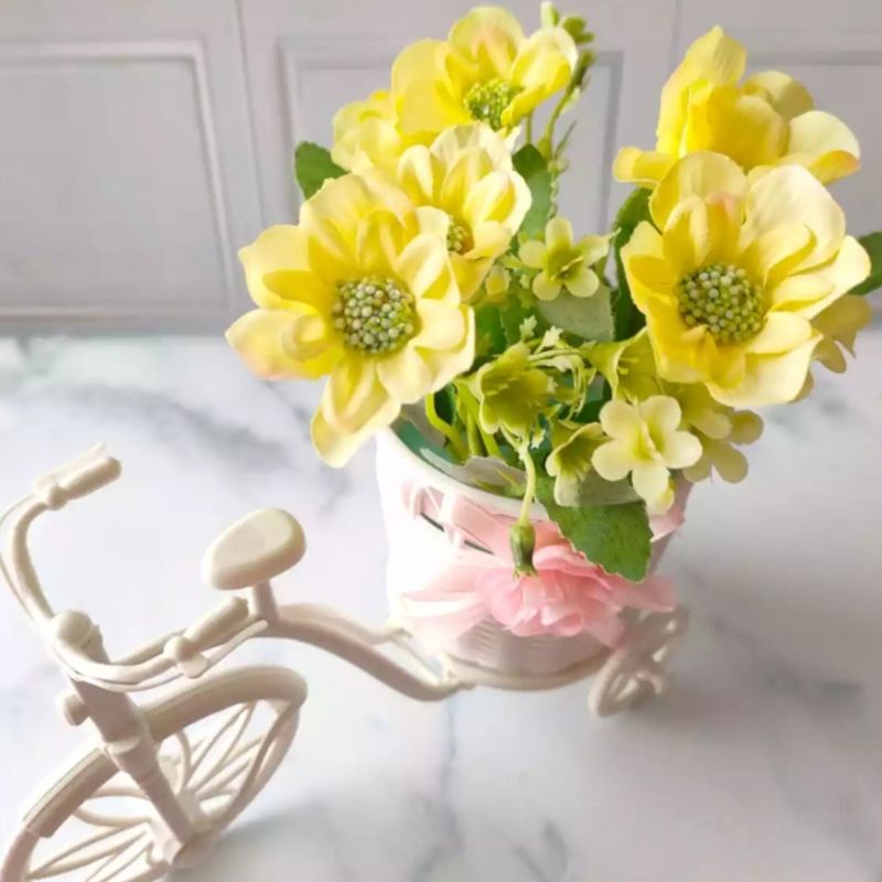 [ PROMO TERMURAH ] Bunga Artificial Sakura Vas Sepeda Keranjang Bunga - dekorasi ruang tamu - bunga plastik grosir import murah