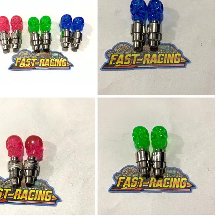 Original  Tutup Pentil LED model Tengkorak menyala Lampu Roda Ban Mobil Sepeda Motor Variasi Motor W