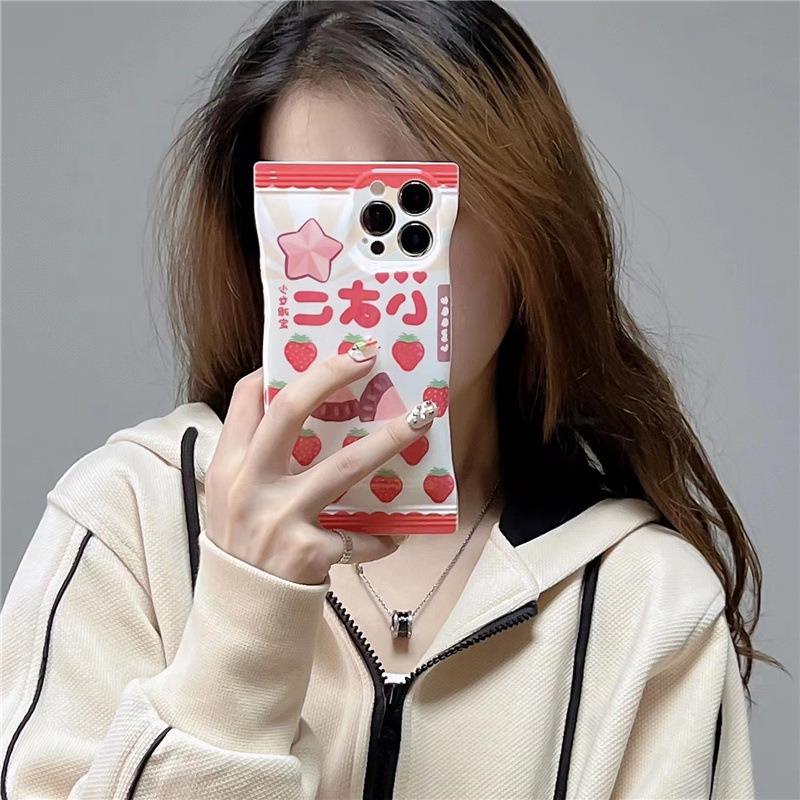 Ins Casing Iphone 13x11 Xs Max Shockproof Motif Strawberry Coklat Lucu Untuk Wanita