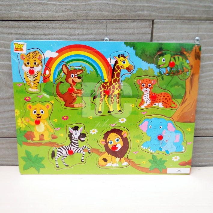 Animal Puzzle Kayu BESAR Mainan Edukasi Jigsaw Wooden Binatang Hewan