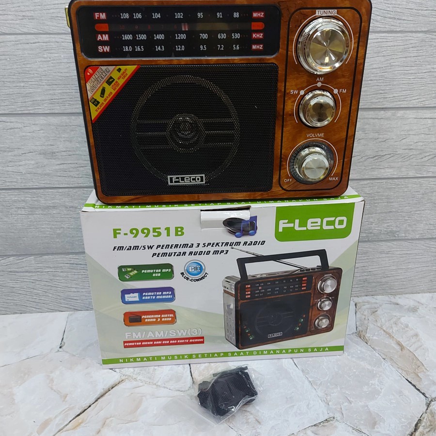 RADIO JADUL BLUETOOTH FLECO F-9951B - RADIO FLECO 3 BAND KLASIK