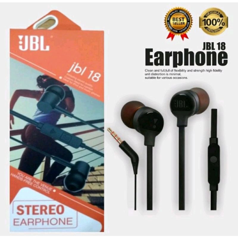 JBL 18 HEADSET HEADSFREE HF EARPHONE EXTRA STEREO BASS