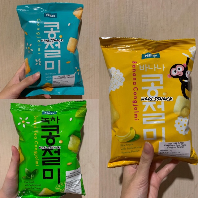 

NEO CONGJOLMI RICE KREKER CRACKERS BERAS RASA BANANA/ ORIGINAL / GREEN TEA - SNACKS MADE IN KOREA