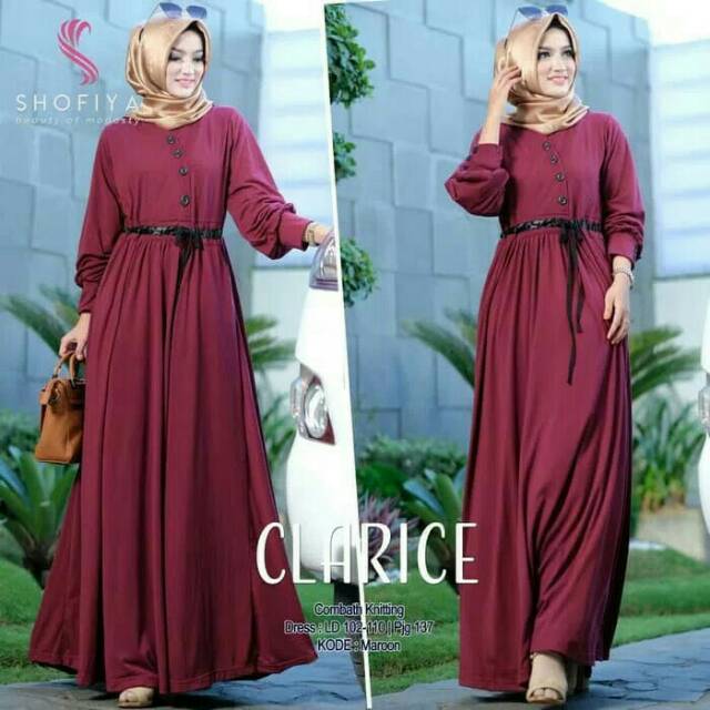 BAJU GAMIS WANITA POLOS CLARICE CANTIK ORI SHOFIYA