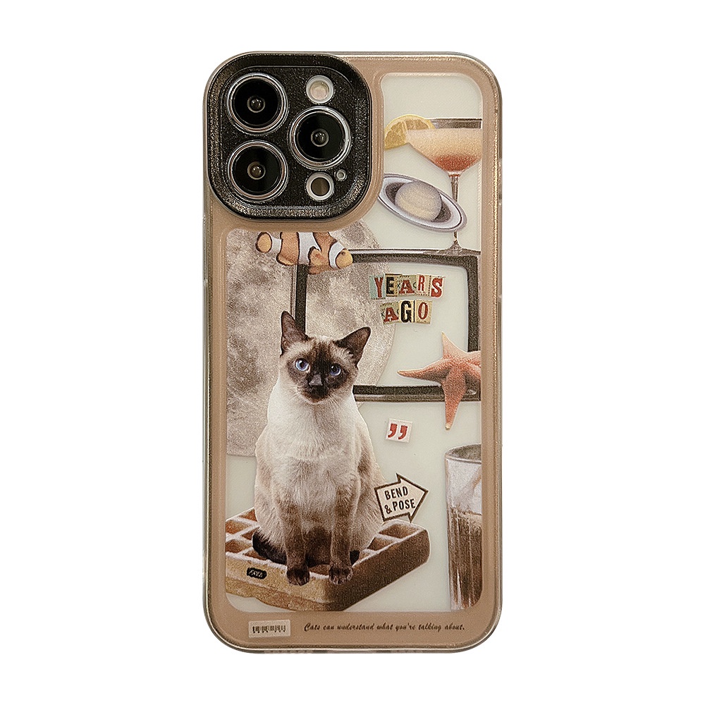 Soft Case Silikon Motif Kartun Kucing Coklat Untuk Iphone 14 7 8 Se 2020 7 + 8PLUS XS XR 11 12 Mini 13 PRO MAX