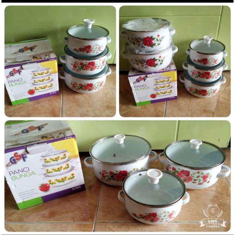 Panci Set Enamel Bunga GSF G-1618