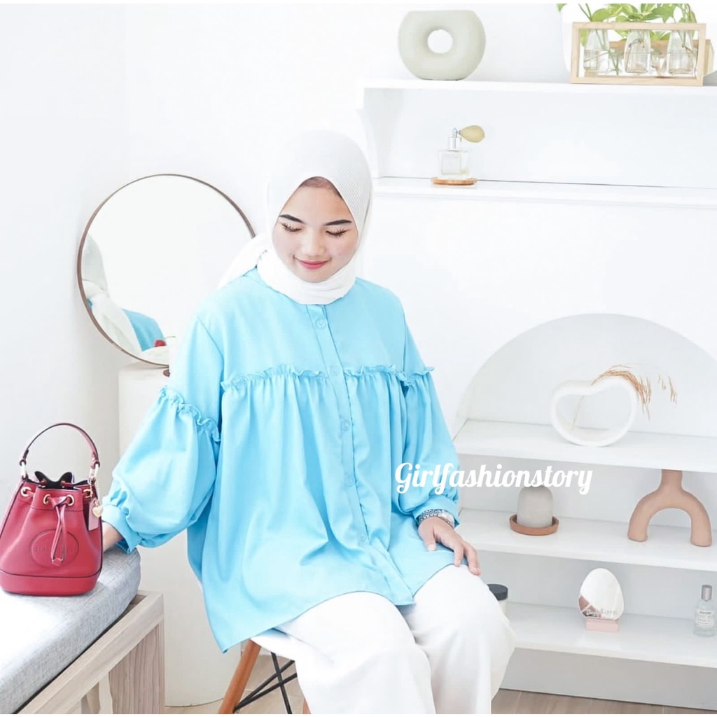 BEFAST - ZFS OOTD Wanita Blouse ARUMI / CINDY OVERSIZE XXL BLOUSE / Blouse Kasual Cewe Muslimah / Atasan Lengan Panjang / Blouse Polos Formal / Blouse Ala Style Korean / Fashion Wanita Remaja Terbaru / Termurah / Blouse Modis