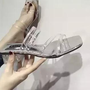 [KODE MV9CJ] SANDAL WANITA HAK KACA CHUNKY JELLY AYOMI BG01