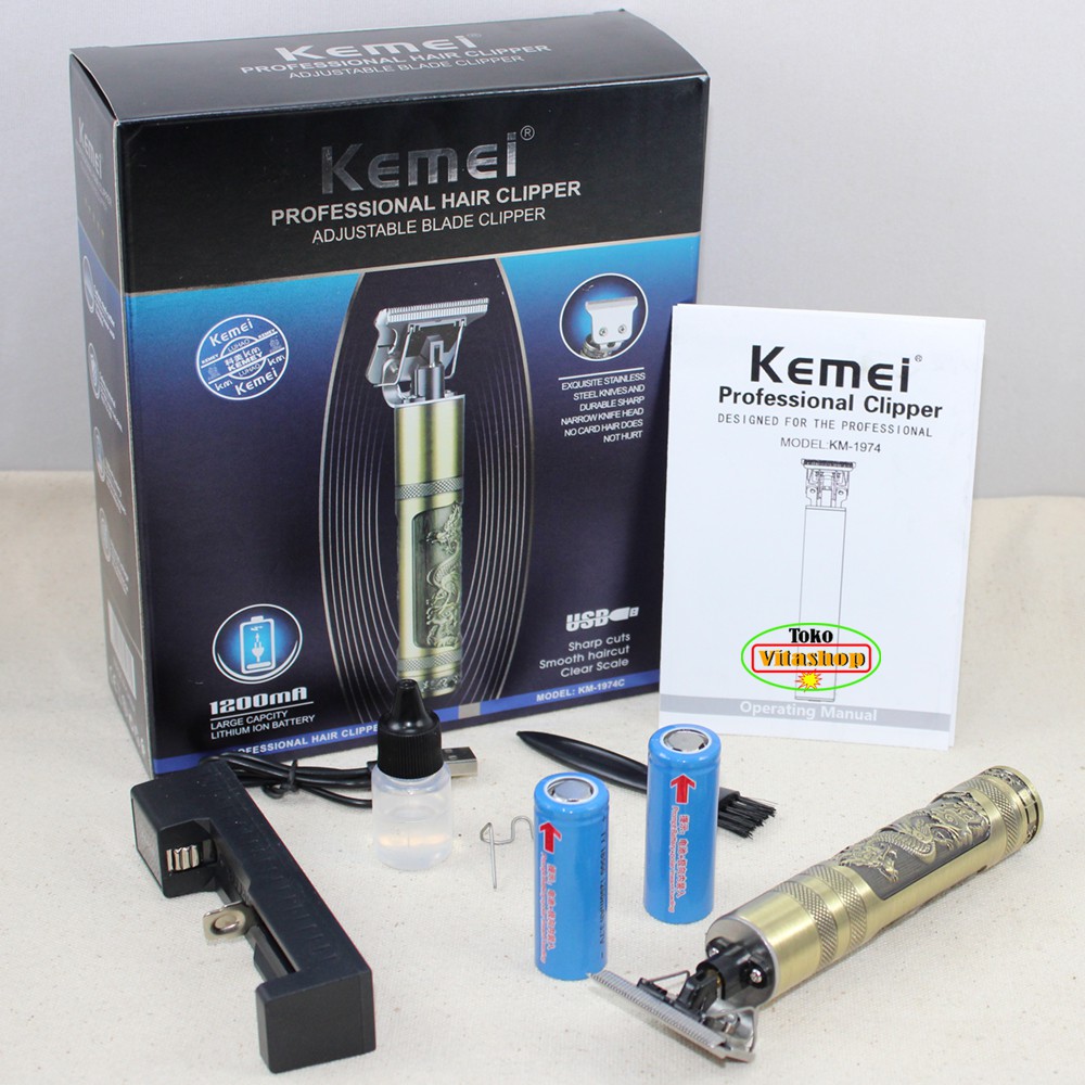 Hair Clipper Kemei KM-1974C Alat Cukur Rambut &amp; Trimmer Charger Mesin Pangkas Rambut