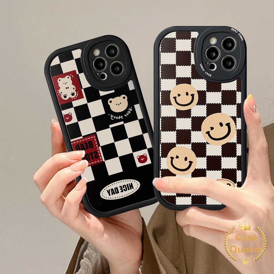 Soft Case Silikon Motif Kartun Beruang Tersenyum Untuk iPhone 11 13 12 Pro MAX 7 8 Plus XR X XS MAX 6 6s SE 2020