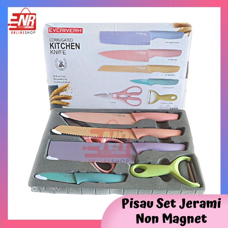 PISAU SET EVCRIVERH WARNA WARNI 6 in 1 / PISAU SET JERAMI / PISAU JERAMI SET/ Pisau evcriverh / Pisa