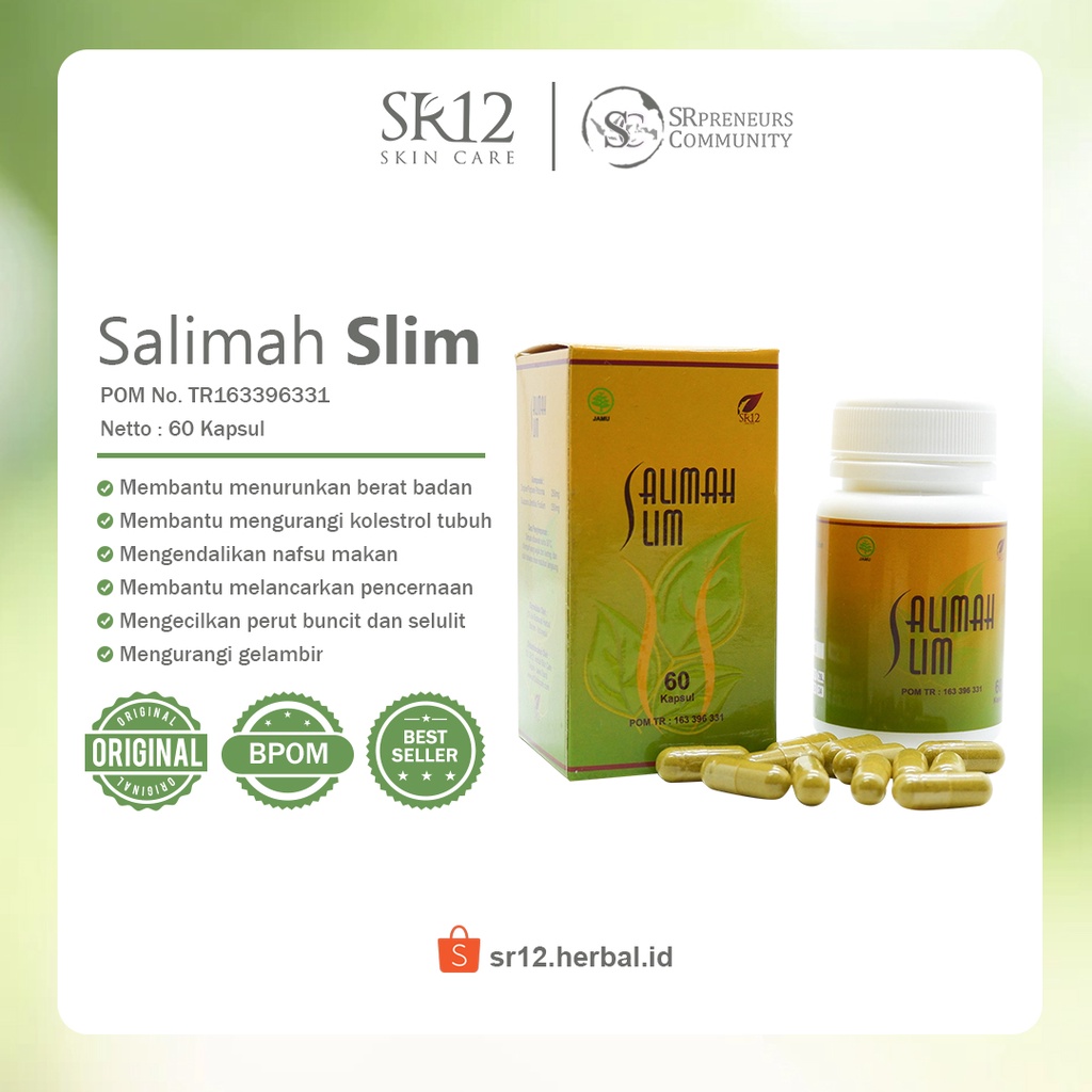 AMPUH SALIMAH SLIM SR12 / PENURUN BERAT BADAN / PELANGSING HERBAL ALAMI / OBAT DIET