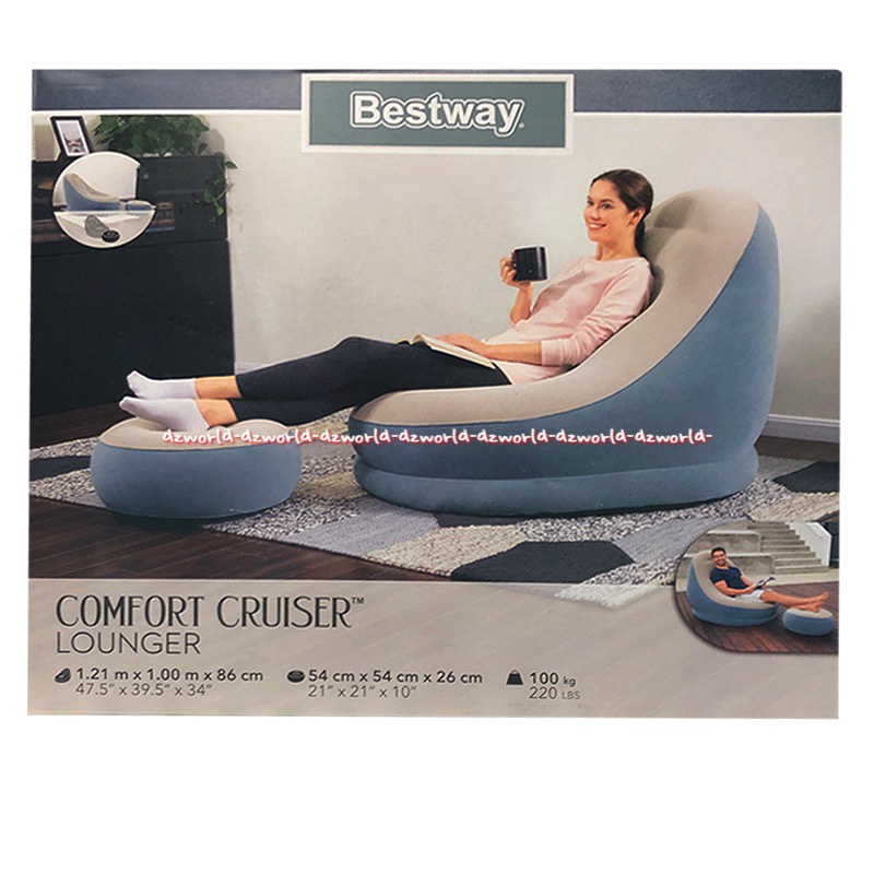 Bestway Comfort Cruiser lounger Kursi Malas Santai Sofa Bludru Tatakan Kaki Inflatable Chair