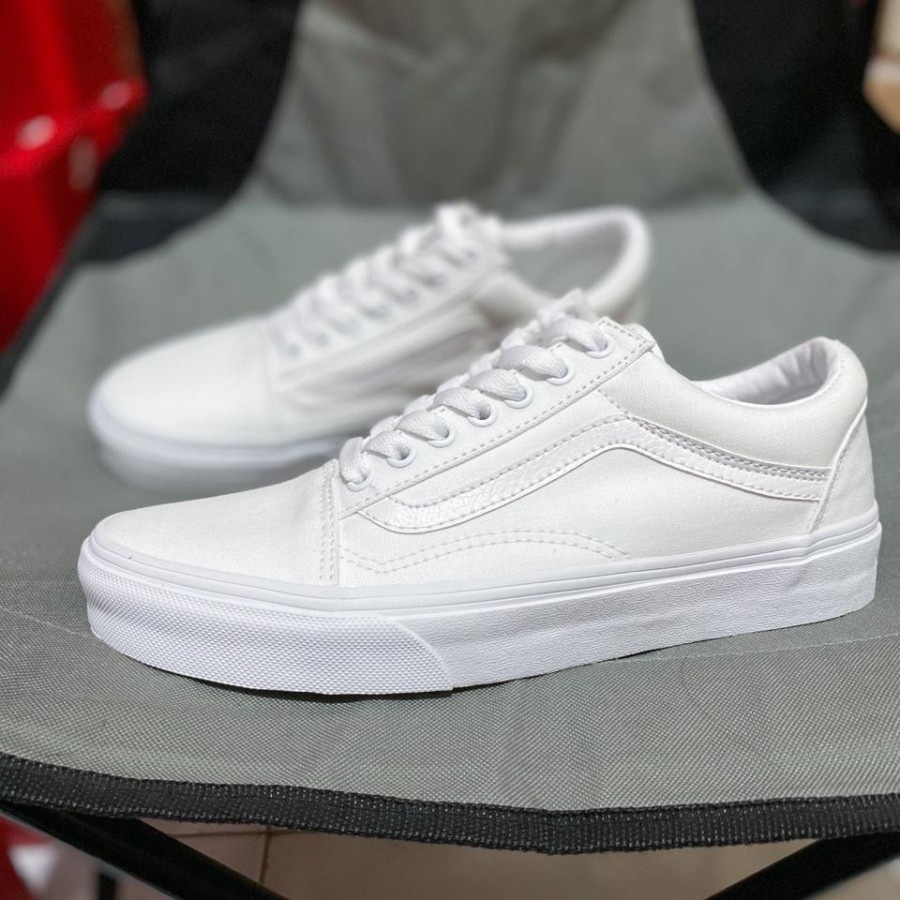 (COD) SEPATU VANS OLD SKOOL WHITE KODE IFC IMPOR MADE IN INDONESIA