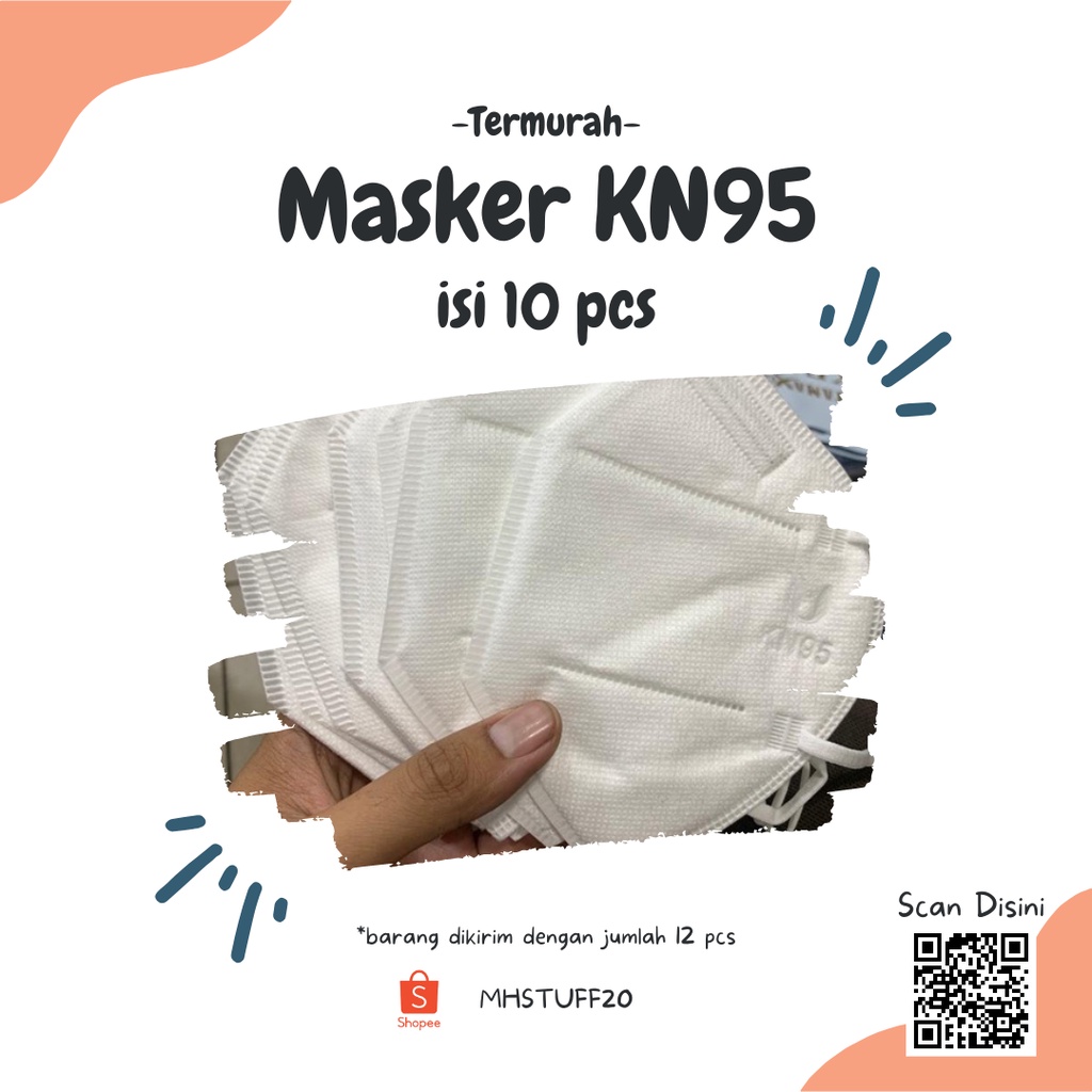 Masker KN95 isi 10 lembar per pak warna putih hitam 4 ply