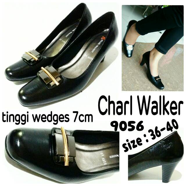 Sepatu wanita Hitam polos Pantofel atau sepatu formal Charl Walker 9056 sepatu terbaru dan termurah