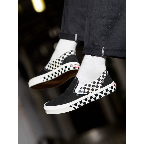 [SALE] V4NS SLIP-ON SIDEWALL CHECKERBOARD CLASSIC BLACK/WHITE ORIGINAL 100%