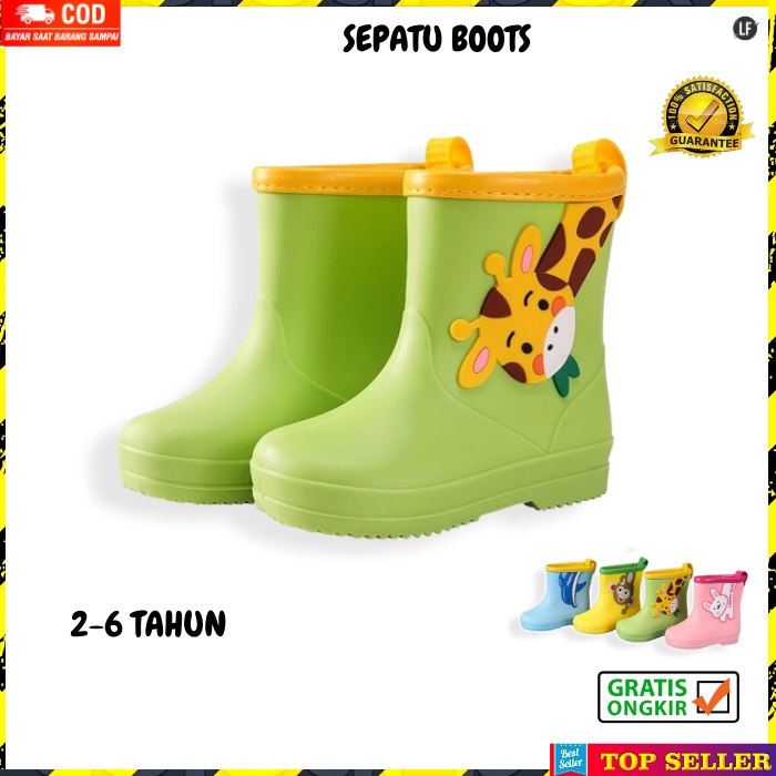 SEPATU BOOT ANAK PEREMPUAN SAFETY SHOES BOOTS MOTIF JERAPAH ANTI AIR HUJAN KID LAKI LAKI BAHAN KARET