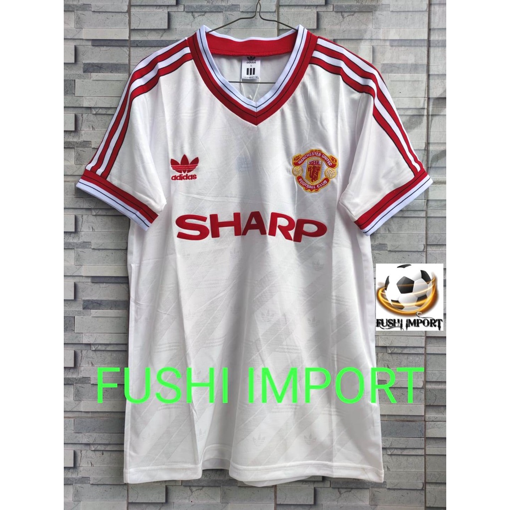 RETRO | Jersey Baju Bola MU Away Putih 1986 1987 Grade Ori