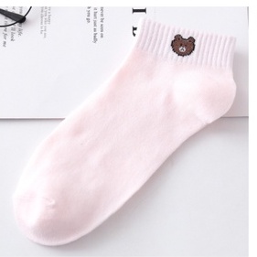 ELFYDO D070 Kaos Kaki Ankle Dewasa Kaus Kaki Motif Brown Bear Karakter Beruang Korea Unisex Murah-Pink