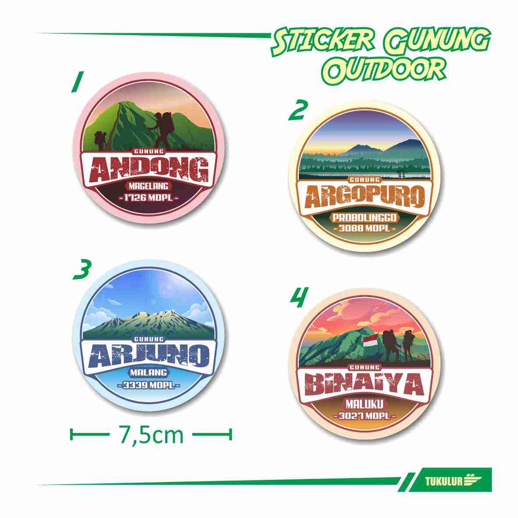 52 PCS | STIKER PACK OUTDOOR HIKING PENDAKIAN GUNUNG INDONESIA