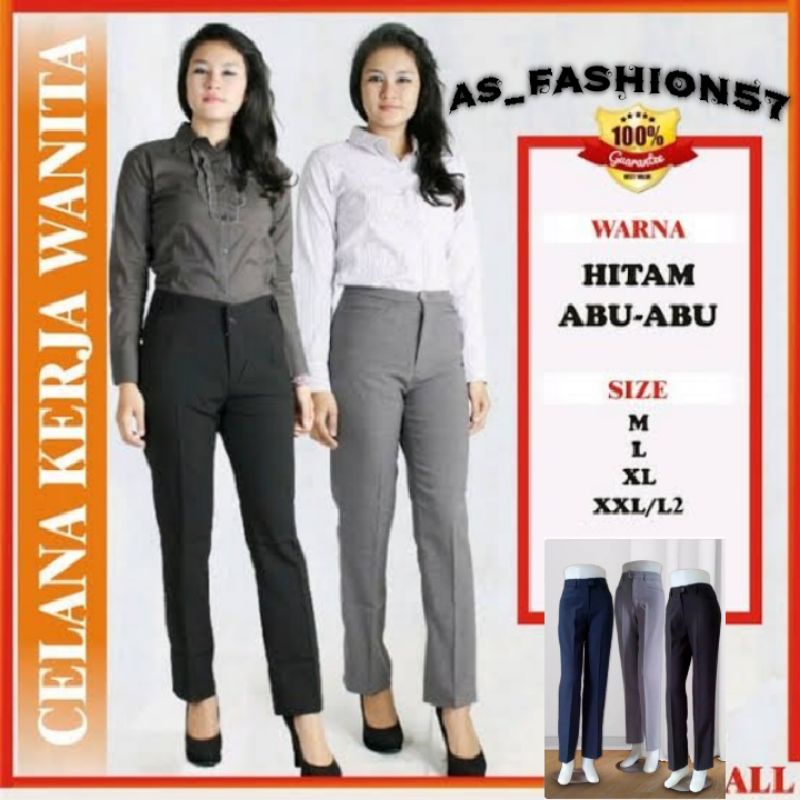 CELANA KANTOR FORMAL KERJA WANITA SLIMFIT BAHAN DASAR KAIN