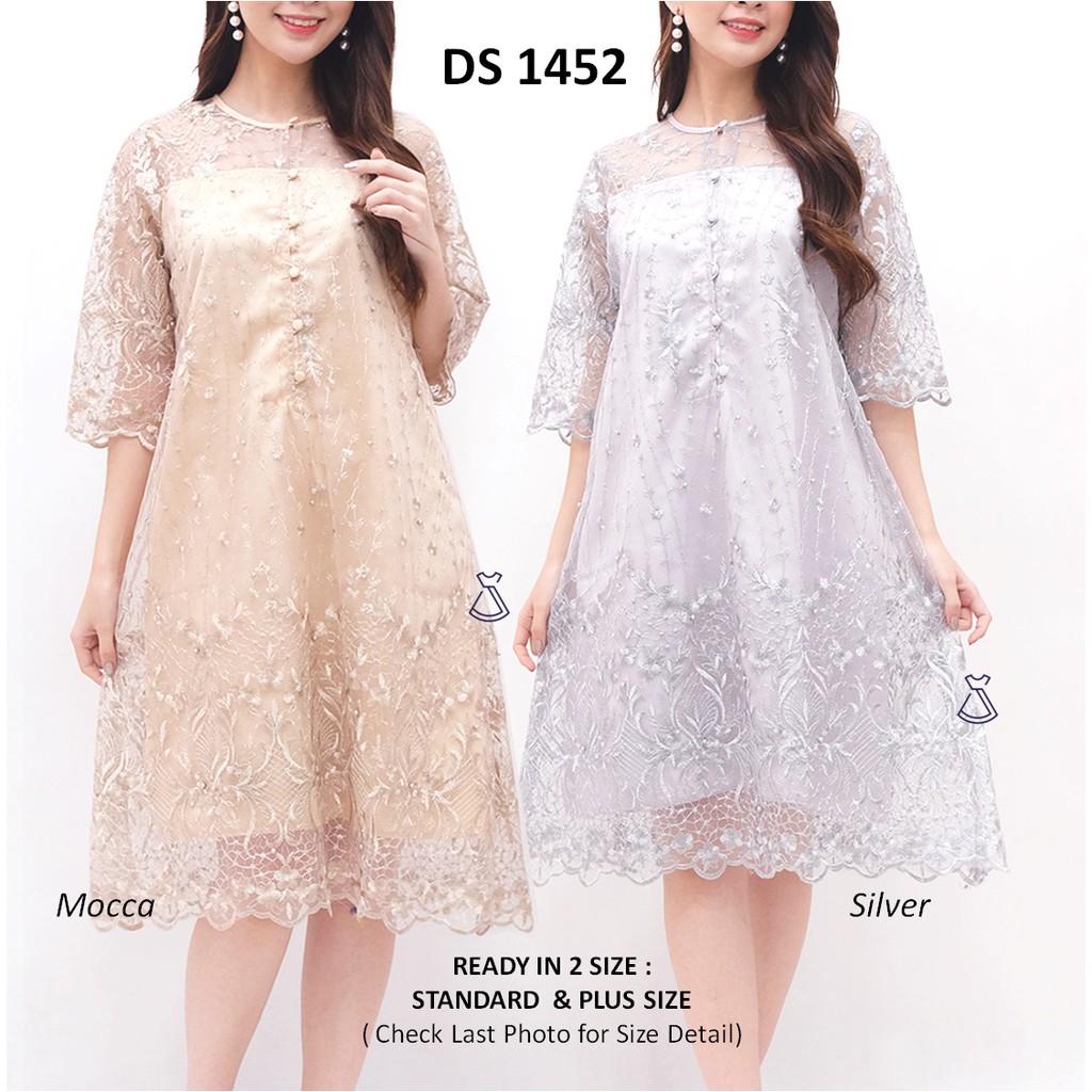 DS1452 - DRESS PESTA TILE BRUKAT DRESS WANITA NATAL MARUN MERAH DRESS KONDANGAN GOLD ROSEGOLD