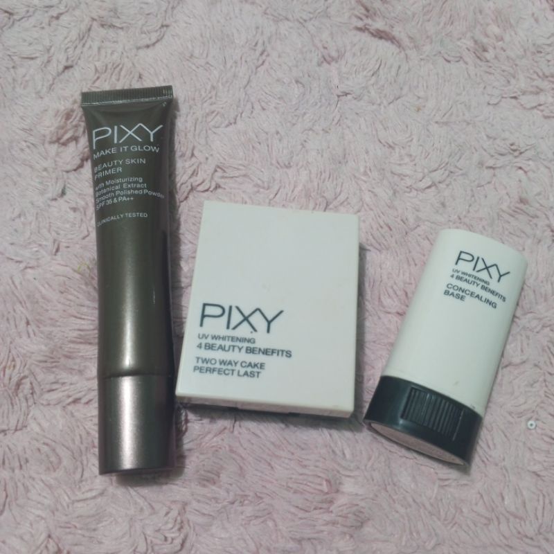 set MakeUp PIXY Preloved ( primer, concealing base dan bedak two way cake)