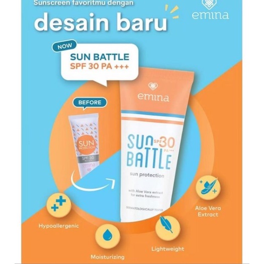 Jual Emina Sun Protection 60 ml / Emina Sun Battle Spf 30 Pa+++ / EMINA