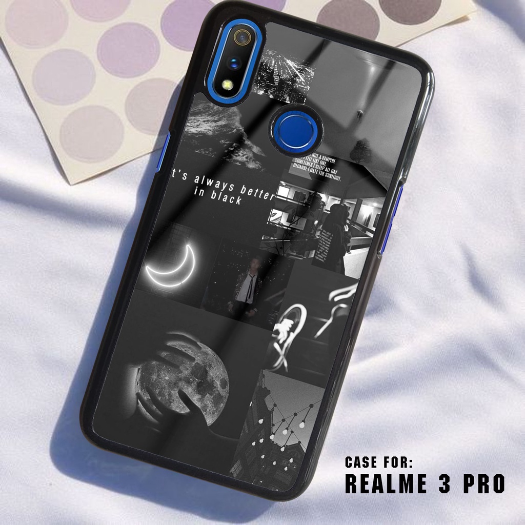 Case Realme 3 Pro Casing Motif BLACK AESTHETIC Hardcase 2D Glossy - Pelindung Belakang Hp -  Softcas