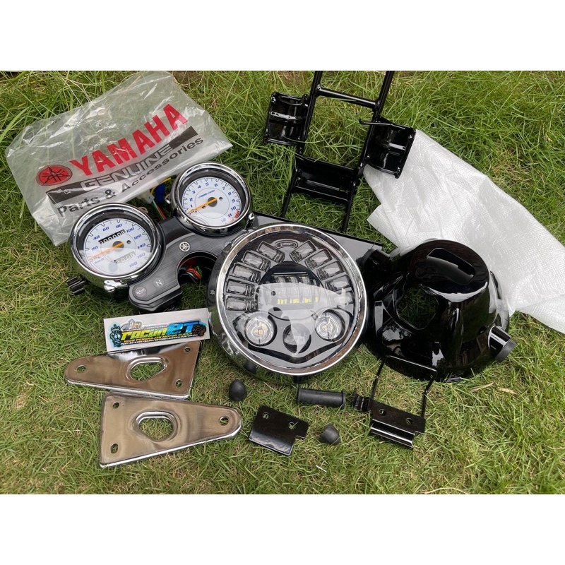 PAKET SET LAMPU REFLEKTOR DEPAN DAYMAKER RX KING NEW PEREDAM BULAT SET DUDUKAN SPIDOMETER FULL assy
