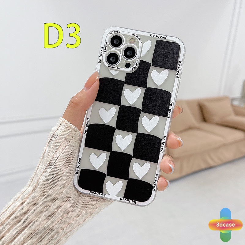 Couple Transparent Case Compatible For IPhone 7 Plus 11 6 6S 8 Plus XR 11 12 13 PRO MAX 11 12 13 mini X XS MAX Se 2020 6SPlus 7Plus 6Plus 8Plus XSMAX A15 A16 A9 A5 A7 Chessboard Love Heart Pattern Clear Soft TPU Back Cover Camera Protection Case