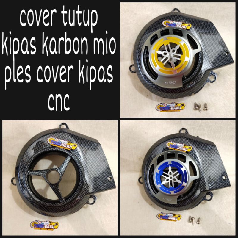 Tutup Cover Kipas Karbon Mio Plus Cover Tutup Kipas CNC Mio Sporty Mio Soul Mio Smile Fino Karbu dll
