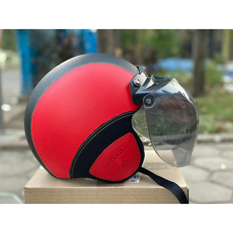 HELM BOGO DEWASA MURAH MERAH COD MAKASSAR FREE BOX