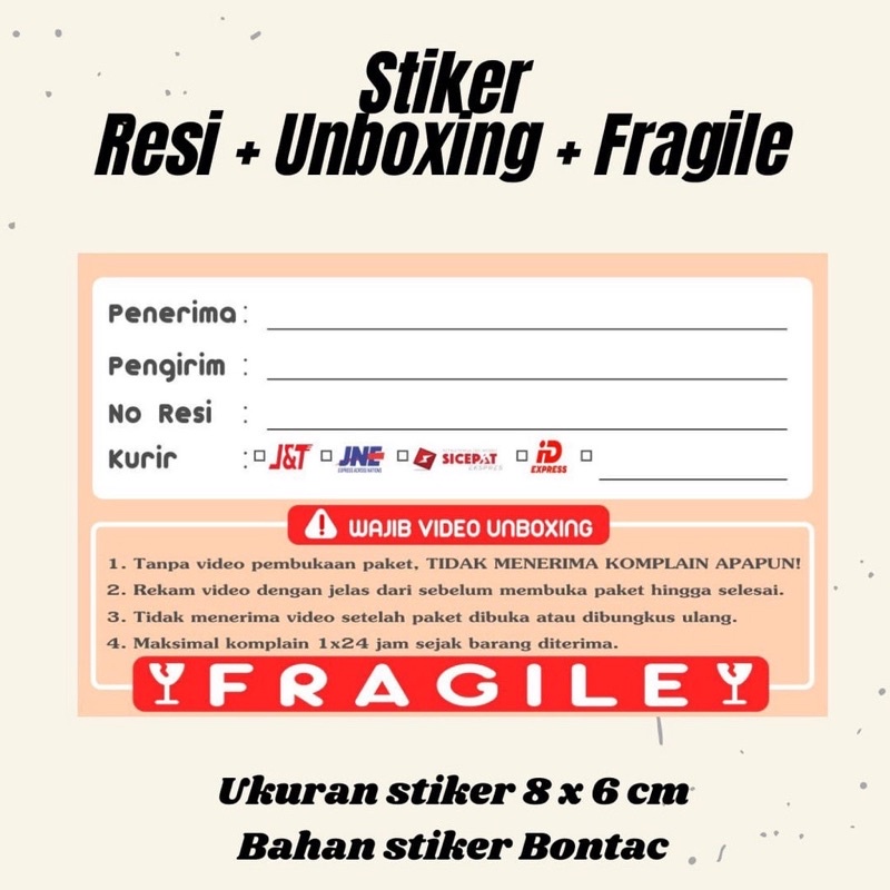 

[100 LEMBAR] Stiker Resi Stiker Unboxing Stiker Fragile Stiker Label Pengiriman Stiker Online Shop